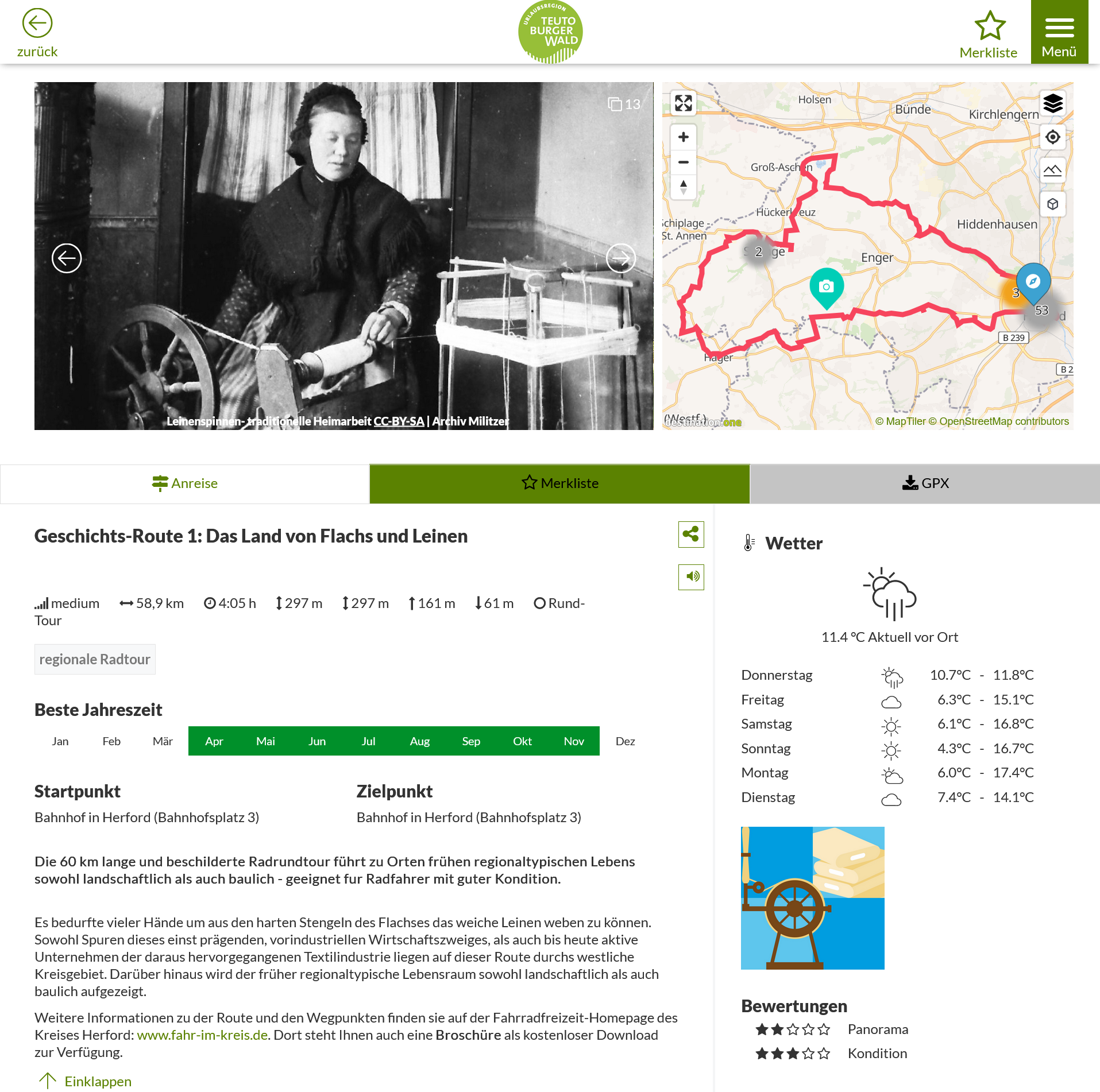 Geschichts Route 1 Das Land von Flachs und Leinen