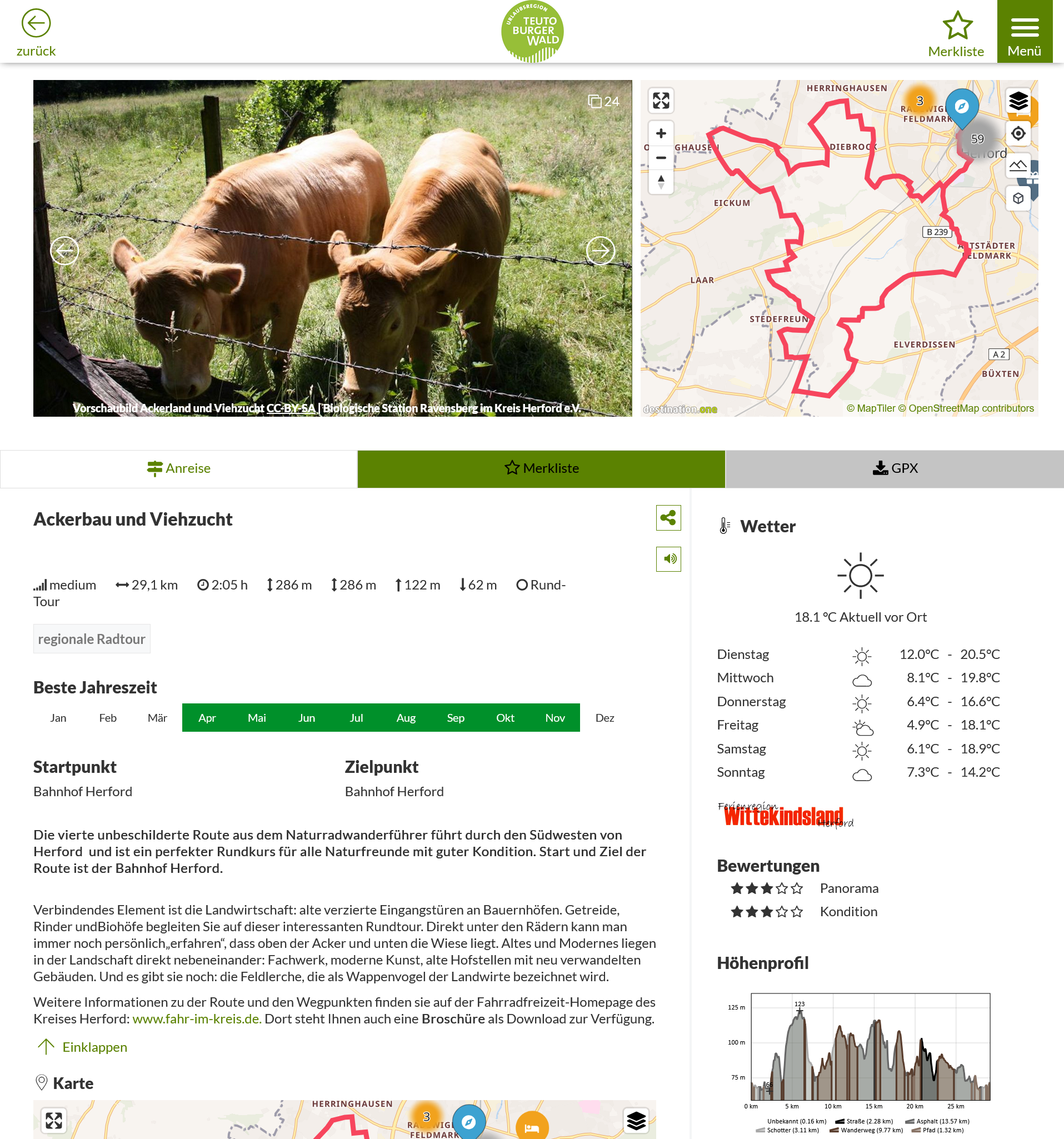 Naturradwanderroute Ackerbau und Viehzucht