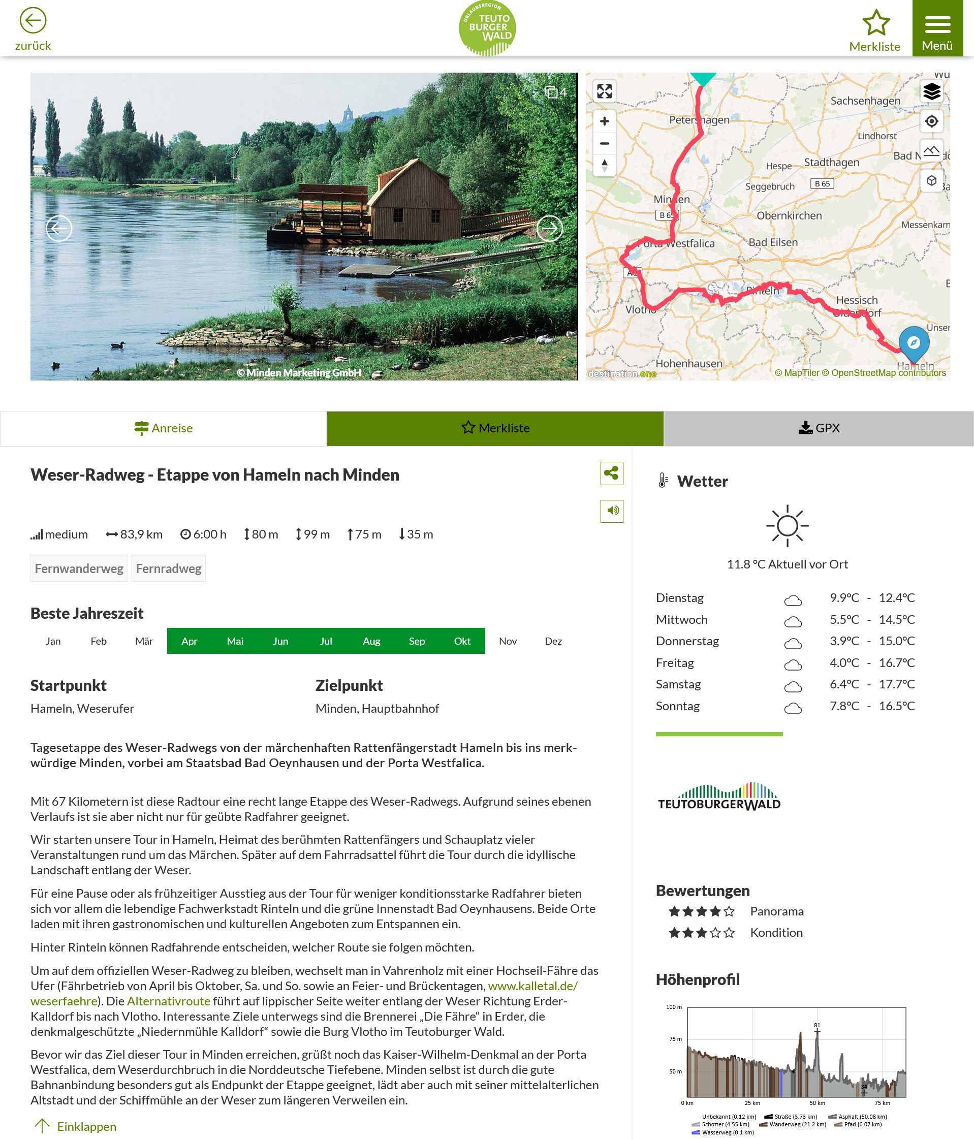 Themen Weser Radweg Etappe von Hameln nach Minden